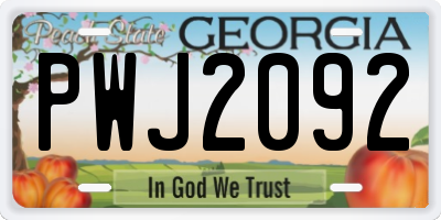 GA license plate PWJ2092