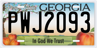 GA license plate PWJ2093