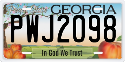 GA license plate PWJ2098