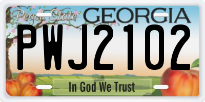 GA license plate PWJ2102