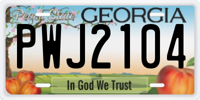 GA license plate PWJ2104