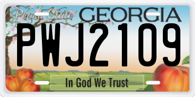 GA license plate PWJ2109