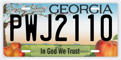 GA license plate PWJ2110