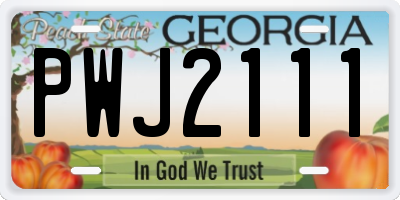 GA license plate PWJ2111