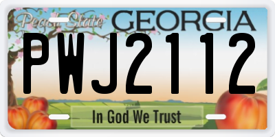 GA license plate PWJ2112