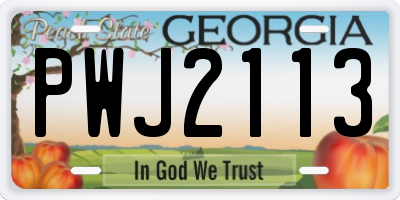 GA license plate PWJ2113