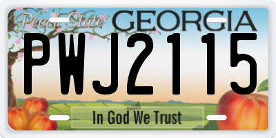 GA license plate PWJ2115