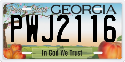 GA license plate PWJ2116