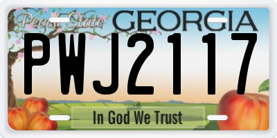 GA license plate PWJ2117