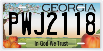 GA license plate PWJ2118