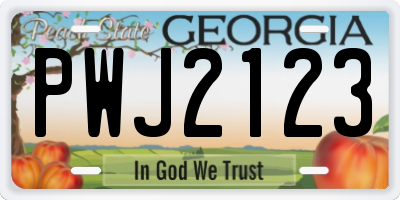 GA license plate PWJ2123