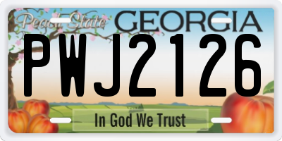 GA license plate PWJ2126