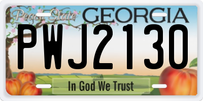 GA license plate PWJ2130