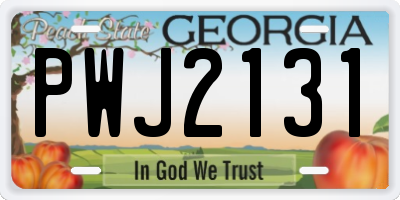 GA license plate PWJ2131