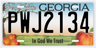 GA license plate PWJ2134