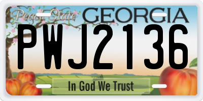 GA license plate PWJ2136
