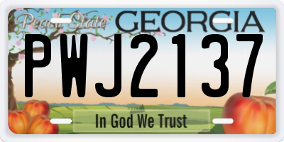 GA license plate PWJ2137
