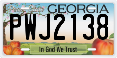 GA license plate PWJ2138