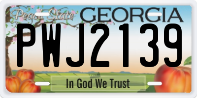 GA license plate PWJ2139
