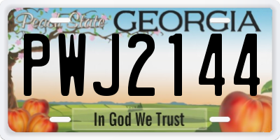 GA license plate PWJ2144