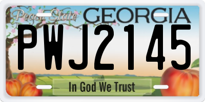 GA license plate PWJ2145
