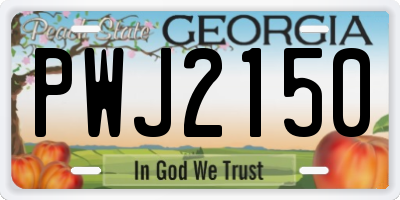 GA license plate PWJ2150