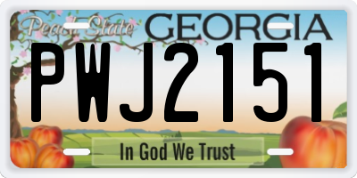GA license plate PWJ2151