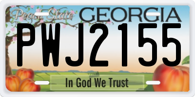 GA license plate PWJ2155