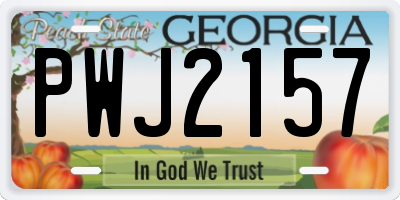 GA license plate PWJ2157