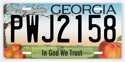 GA license plate PWJ2158