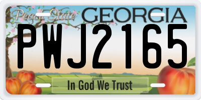 GA license plate PWJ2165