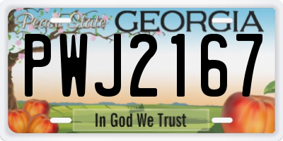 GA license plate PWJ2167