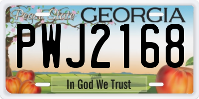 GA license plate PWJ2168