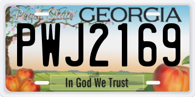 GA license plate PWJ2169