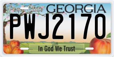 GA license plate PWJ2170