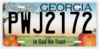 GA license plate PWJ2172