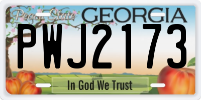 GA license plate PWJ2173