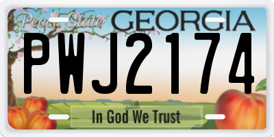 GA license plate PWJ2174
