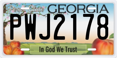 GA license plate PWJ2178