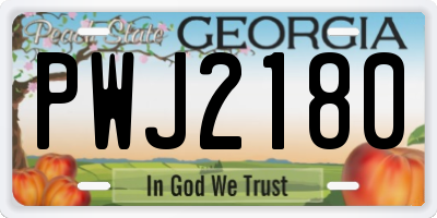 GA license plate PWJ2180