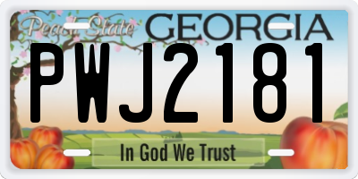 GA license plate PWJ2181