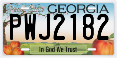 GA license plate PWJ2182