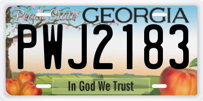 GA license plate PWJ2183