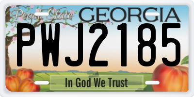 GA license plate PWJ2185