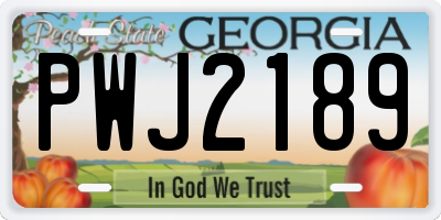 GA license plate PWJ2189