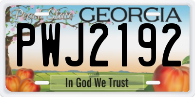 GA license plate PWJ2192