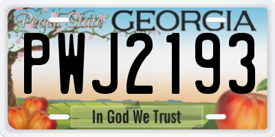 GA license plate PWJ2193