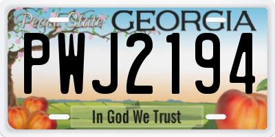 GA license plate PWJ2194