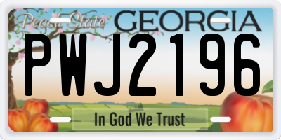 GA license plate PWJ2196
