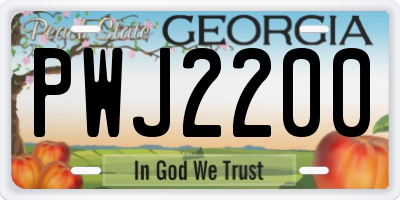GA license plate PWJ2200